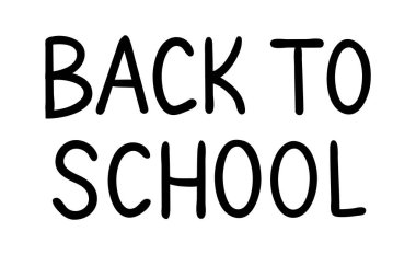 Siyah beyaz harflerle çizilmiş karalama tarzında okula dönüş. Eğitim posterleri, okul malzemeleri, boyama sayfaları, tebrik kartları ve yaratıcı baskı tasarımları için mükemmel..