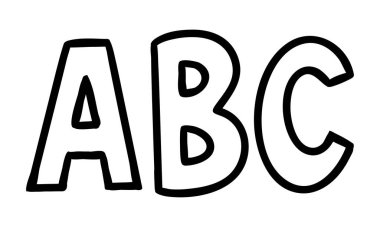 Cesur siyah çizgili basit ABC harfleri. Çocukların öğrenmesi için ideal, boyama sayfaları, eğitim posterleri ve yaratıcı okul projeleri.