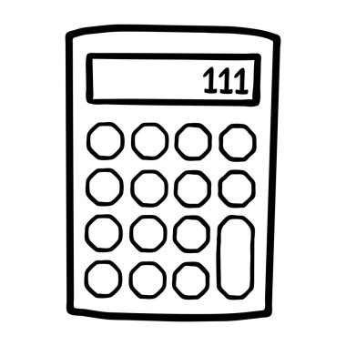 Hesap makinesi simgesi çizim çizim biçimi beyaz arkaplanda. Simge web tasarımı, mobil uygulamalar, UI, UX ve GUI tasarımı için uygundur. Vektör illüstrasyonu