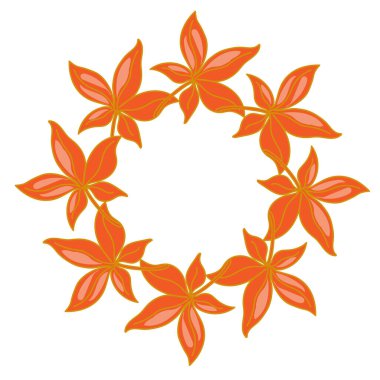 Güzel yuvarlak çerçeve, parlak yapraklı çelenk. Karikatür şeklinde el çizimi çerçeve. Düşen yaprakların vektör çizimi. Tebrik kartları, posterler, afişler ve dekorlar için mükemmel..