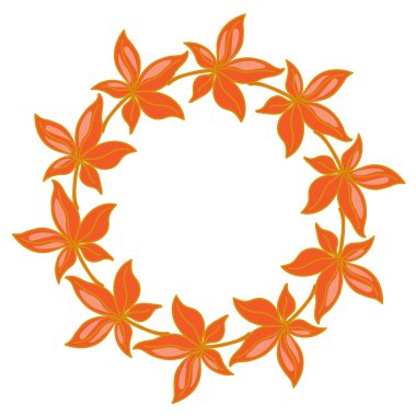 Güzel yuvarlak çerçeve, parlak yapraklı çelenk. Karikatür şeklinde el çizimi çerçeve. Düşen yaprakların vektör çizimi. Tebrik kartları, posterler, afişler ve dekorlar için mükemmel..