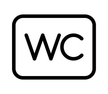 Siyah beyaz çizgili WC simgesi. Erkekler ve kadınlar için basit bir tuvalet işareti. İşaret, eğitim malzemeleri, banyo tasarımı, posterler ve baskı projeleri için mükemmel..