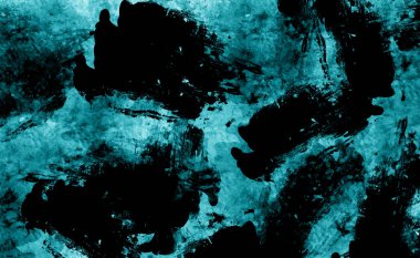 Siyah ve mavi renkte soyut fırça darbesi dokusu. Sanatsal darbelerle elle boyanmış mürekkep. Modern tasarım posterleri paketleme ve dijital sanat için mükemmel..