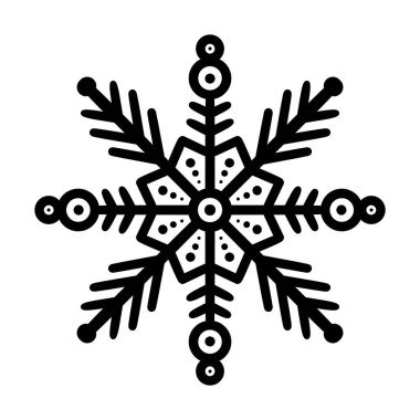 Geometrik simetriye sahip dekoratif bir kar tanesinin vektör çizimi. Mevsimlik kış sembolü ve şenlikli tasarım veya soğuk hava dekorasyonu için izole edilmiş element.