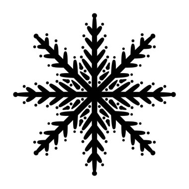 Temiz simetrik şekilli Geometrik kar tanesi tasarımı. Kış simgesi ve mevsimsel desen, dekorasyon ve asgari grafikler için izole edilmiş soğuk element.