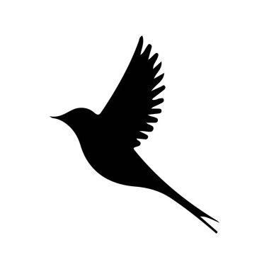 Kuş silueti vektör çizimi. Uçan kırlangıç kuş silueti vektörü 10