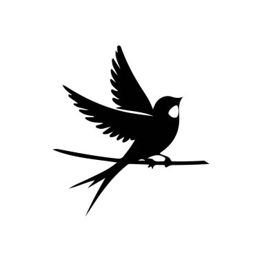 Kuş silueti vektör çizimi. Uçan kırlangıç kuş silueti vektörü 10
