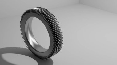 3D dişli temiz beyaz yüzey üzerinde dinlenir