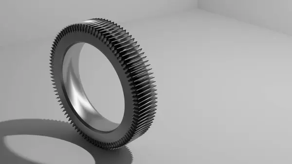 3D dişli temiz beyaz yüzey üzerinde dinlenir