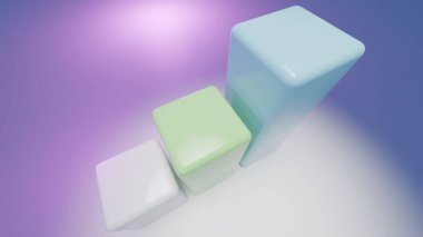 Büyümeyi, analitiği ya da ilerlemeyi temsil eden bir işletme bar tablosunun temiz ve modern bir 3D çizelgesi. Bu minimalist pastel tasarımı kurumsal sunumlarda, bilgi grafiklerinde vb.