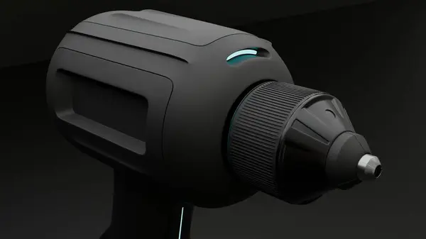 Modern ve minimal sunumda gösterilen gelecekçi siyah matkap kavramı