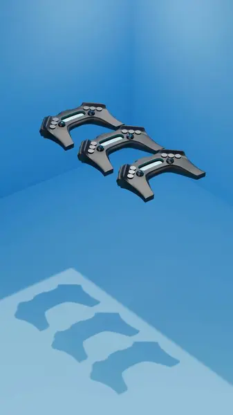 Mavi zeminde gölgeleri olan gelecekçi oyun denetleyicileri