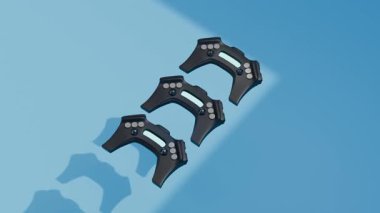 Mavi arkaplanda kusursuz bir döngü içinde dönen gelecekçi siyah oyun yastıkları