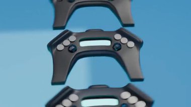 Mavi arkaplanda pürüzsüz döngü içinde dönen yakın çekim gelecekçi oyun yastıkları