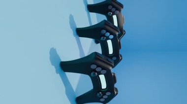 Mavi yüzeyde pürüzsüz döngü içinde dönen çoklu gelecekçi oyun yastıkları