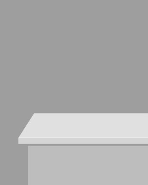 Ürün gösterimi ve sunumları için mükemmel olan gri arkaplana karşı beyaz tablo