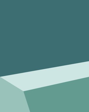 Turkuaz yeşil ve beyaz renk paleti tonlarında geometrik şekilleri olan minimalist soyut bir arkaplan