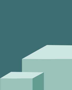 Ürün sunumu ve reklamcılığı için geometrik küpleri olan minimalist bir nane yeşili ürün görüntüsü.