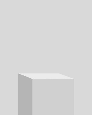 Ürün sergisi için minimalist beyaz küp kaidesi, temiz ve modern bir sunum standı için mükemmel