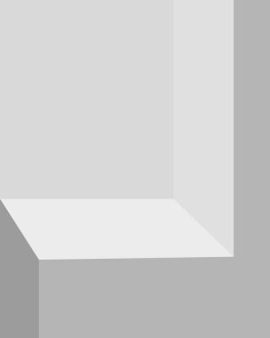 Modern geometrik şekilli, arka plan ve soyut sanat için mükemmel bir minimalist beyaz köşe tasarımı.