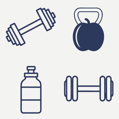 Fitness ve Sağlık Simgeleri Spor Salonu Beslenme ve Yaşam Tarzı Sembolleri Ayarları