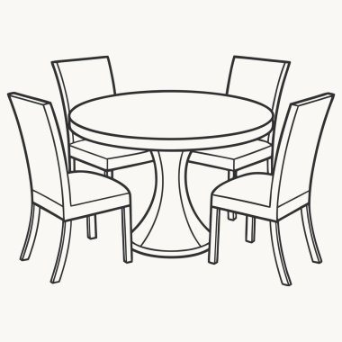 Eşsiz taban tasarımlı modern masalar, siluetler Kafe masaları ve sandalyeler dizisi