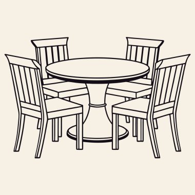 Eşsiz taban tasarımlı modern masalar, siluetler Kafe masaları ve sandalyeler dizisi