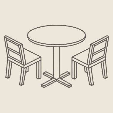 Eşsiz taban tasarımlı modern masalar, siluetler Kafe masaları ve sandalyeler dizisi