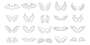 Soyut kanatlı amblemler ve logolar modern, geometrik estetik ile simetrik tasarımlar içerir.