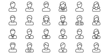 Siyah-beyaz simgelerinin farklı faaliyetlerinde yer alan insanlar takım çalışması, toplum, küresel bağlantı, adalet ve destek, iş ve sosyal kavramlar için uygundur.