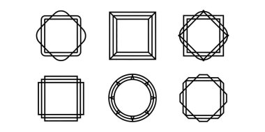 Eşsiz dekoratif, siyah çizgili sanat çerçeveleri çeşitli geometrik ve çiçekli şekillerde ayarlanmış.