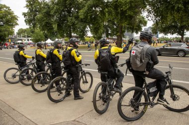 14 Haziran 2025 'te Portland' daki No Kings Protestosu 'nda, Natto Parkway' de Kralsız Protesto 'nun manzarası