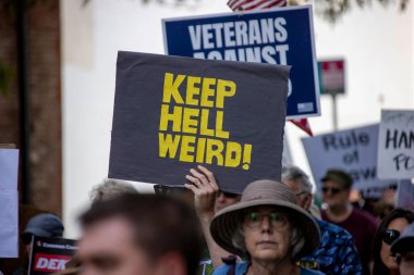 PORTLAND, OR  SEPTEMBER 28, 2025 Demonstrators gathered at the Battleship Oregon Memorial for a peaceful rally and march through downtown Portland opposing the deployment of federal forces.  The protests are sponsored by SEIU Local 503, the ACLU of