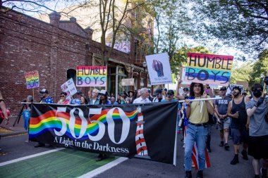 PORTLAND, OR  SEPTEMBER 28, 2025 Demonstrators gathered at the Battleship Oregon Memorial for a peaceful rally and march through downtown Portland opposing the deployment of federal forces.  The protests are sponsored by SEIU Local 503, the ACLU of
