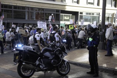 PORTLAND, OR  SEPTEMBER 28, 2025 Demonstrators gathered at the Battleship Oregon Memorial for a peaceful rally and march through downtown Portland opposing the deployment of federal forces.  The protests are sponsored by SEIU Local 503, the ACLU of