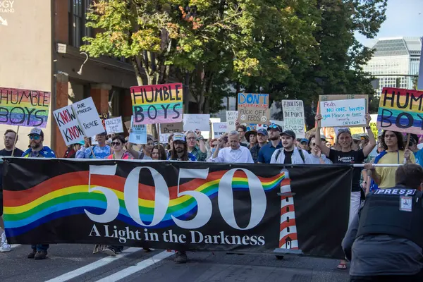 PORTLAND, OR  SEPTEMBER 28, 2025 Demonstrators gathered at the Battleship Oregon Memorial for a peaceful rally and march through downtown Portland opposing the deployment of federal forces.  The protests are sponsored by SEIU Local 503, the ACLU of