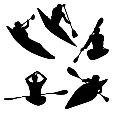 Kano Slalom Silueti Siyah Arkaplan Şekli Vol 2