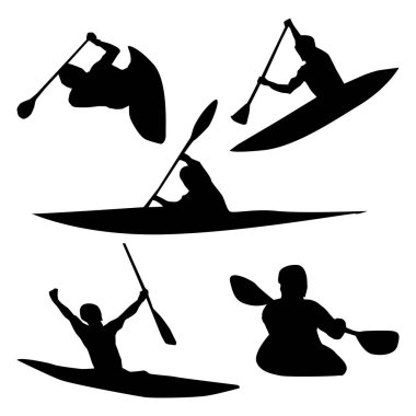 Kano Slalom Silueti Siyah Arkaplan Şekli Vol 3