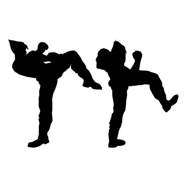 Fighter judo karate oyuncusu siluet Şekiller çizim Vol 04