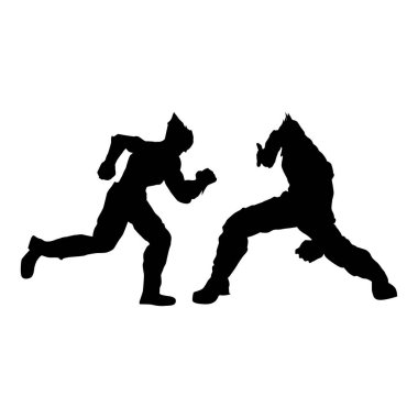 Fighter judo karate oyuncusu silueti Şekiller Vol 10 çiziyor