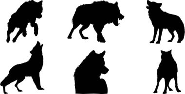 Düz dizayn Kurt siluetleri