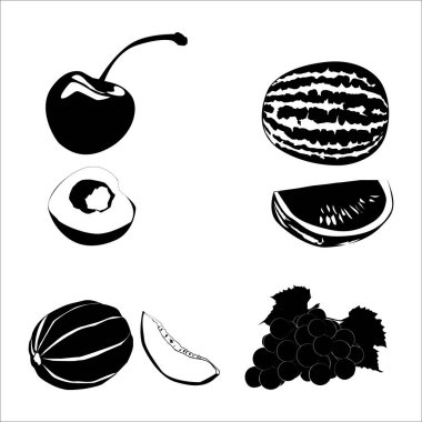 meyve silueti şekli çizim Vol 04