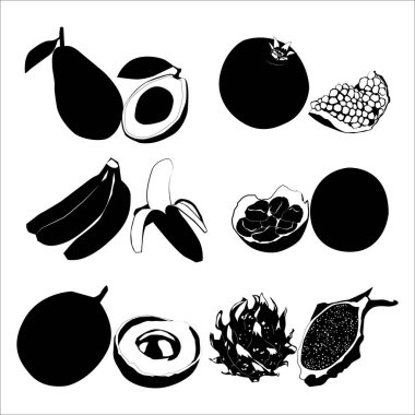 meyve silueti şekli çizim Vol 02