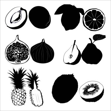 meyve silueti şekil çizim Vol 03