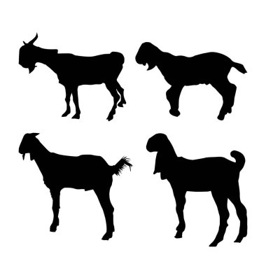 Keçi silueti simgesi simgesi logo siyah tasarım vektörü illüstrasyon Vol 02