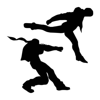 karate tekmeleyicisi silueti Şekiller Çizim Vol 08