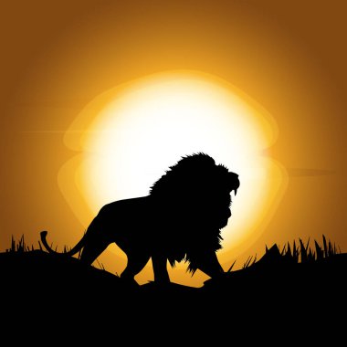 Aslan Silueti Duvar Kağıdı Çizim vektörü tabanlı