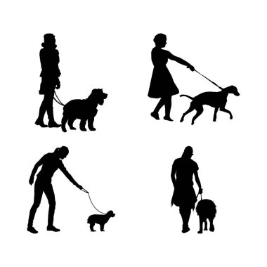 Siyah köpek siluetiyle yürüyen adam Vol 04