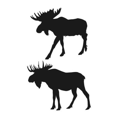 Geyik siyah silueti Vol 04 arka planında