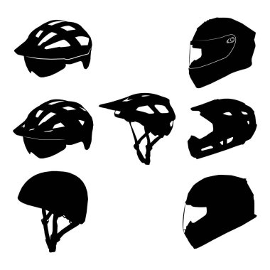 Motosiklet başlığı vektör simgesi ayarlandı